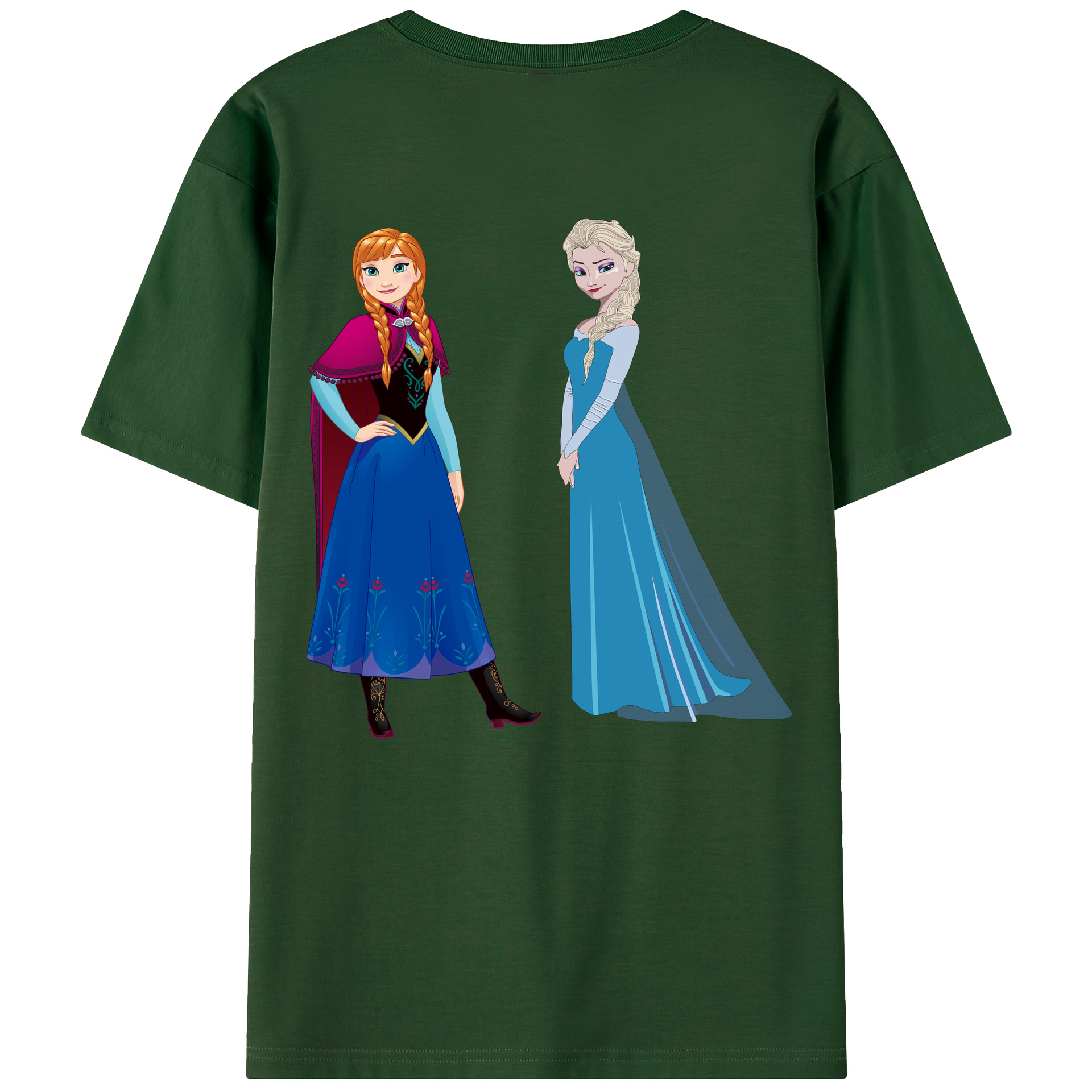（画像用） アナと雪の女王 アンナ エルサ Frozen Anna Elsa 綿100％半袖Tシャツ（背面プリント）